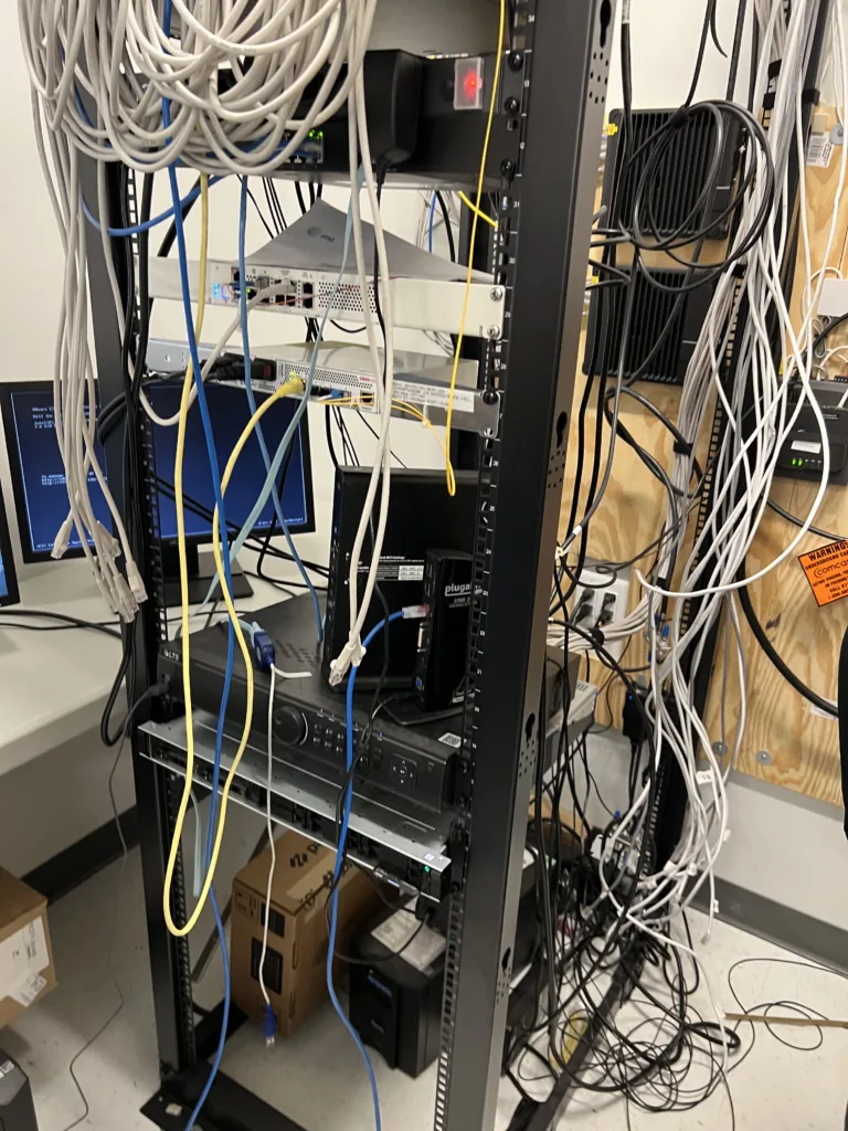 disorganized rack telecommunications room